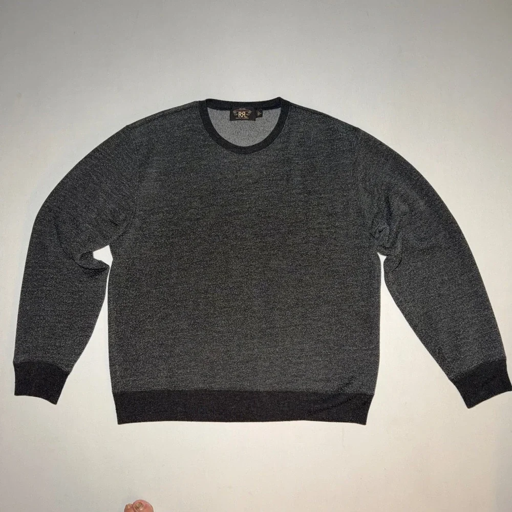 RRL Double RL Sweatshirt Mens XL Grey Marled Cotton Fleece Crewneck Americana - Picture 2 of 15